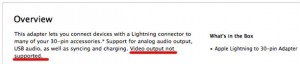 Beschreibung des Lightning-zu-30-Pin Adapters im US Apple Store